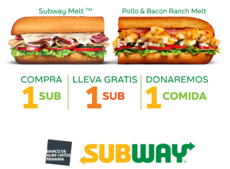 Subway presenta 2×1 a beneficio del Banco de Alimentos Panamá