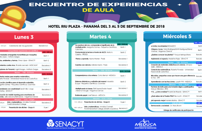 Del 3 al 5 de septiembre, la SENACYT desarrollará el II Encuentro de Experiencias de Aula
