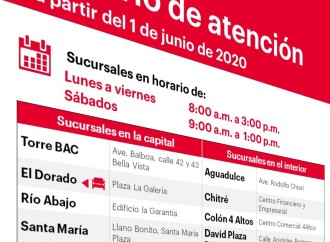 BAC Credomatic Panamá anuncia horarios de atención a partir del 1 de junio próximo