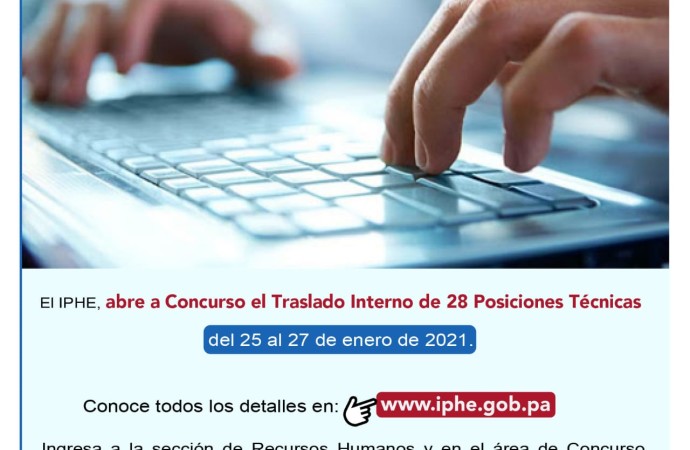 IPHE abre convocatoria del Concurso de Traslado Interno para su personal técnico
