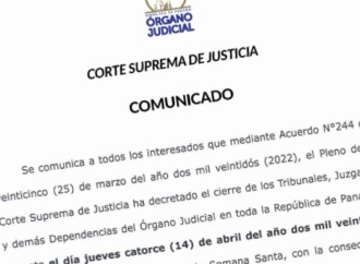 CSJ anuncia cierre de Despachos Judiciales por conmemoración de Semana Santa