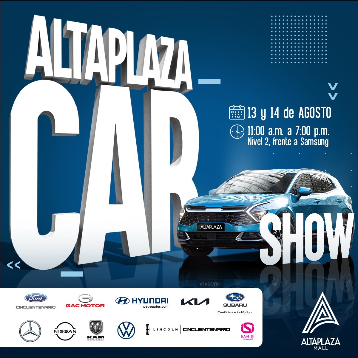 Este 13 y 14 de agosto llega AltaPlaza Car Show