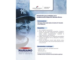 Convocatoria para postulaciones a la Condecoración Mariano Rivera está abierta hasta el 27 de junio