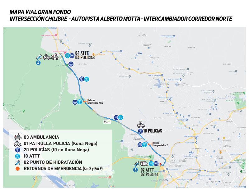 Empresa Nacional de Autopista anuncia cierre del Corredor Norte, en el tramo Madden-Chilibre por el evento Gran Fondo Océano a Océano
