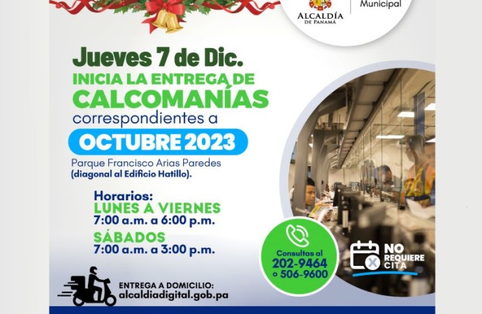Alcaldía de Panamá anuncia entrega de calcomanías sin previa cita